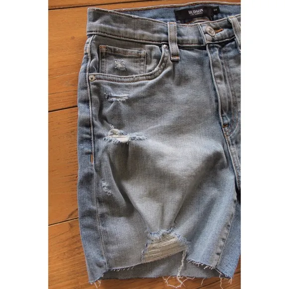 Hudson NWT Lift Me Up Devon High-Rise Destroyed Biker Shorts 24 00
