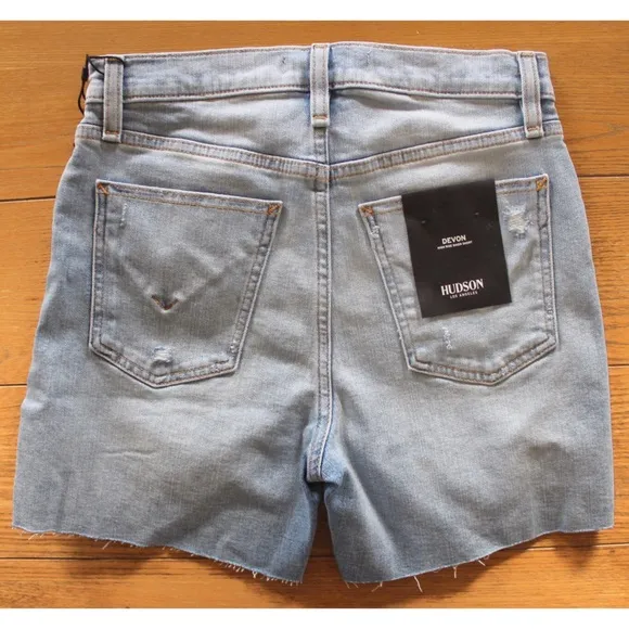 Hudson NWT Lift Me Up Devon High-Rise Destroyed Biker Shorts 24 00