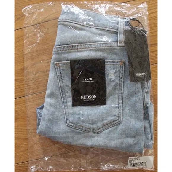 Hudson NWT Lift Me Up Devon High-Rise Destroyed Biker Shorts 24 00