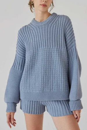 HUQ1063 Knit Crochet Top & Shorts Set