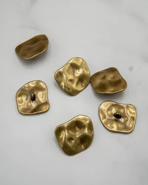 Irregular shaped "old brass" style metal buttons with shank - 1 inch / 25 mm