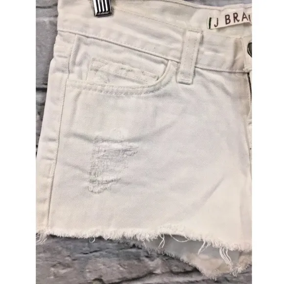 J Brand White Vixen Cut Off Distressed Shorts