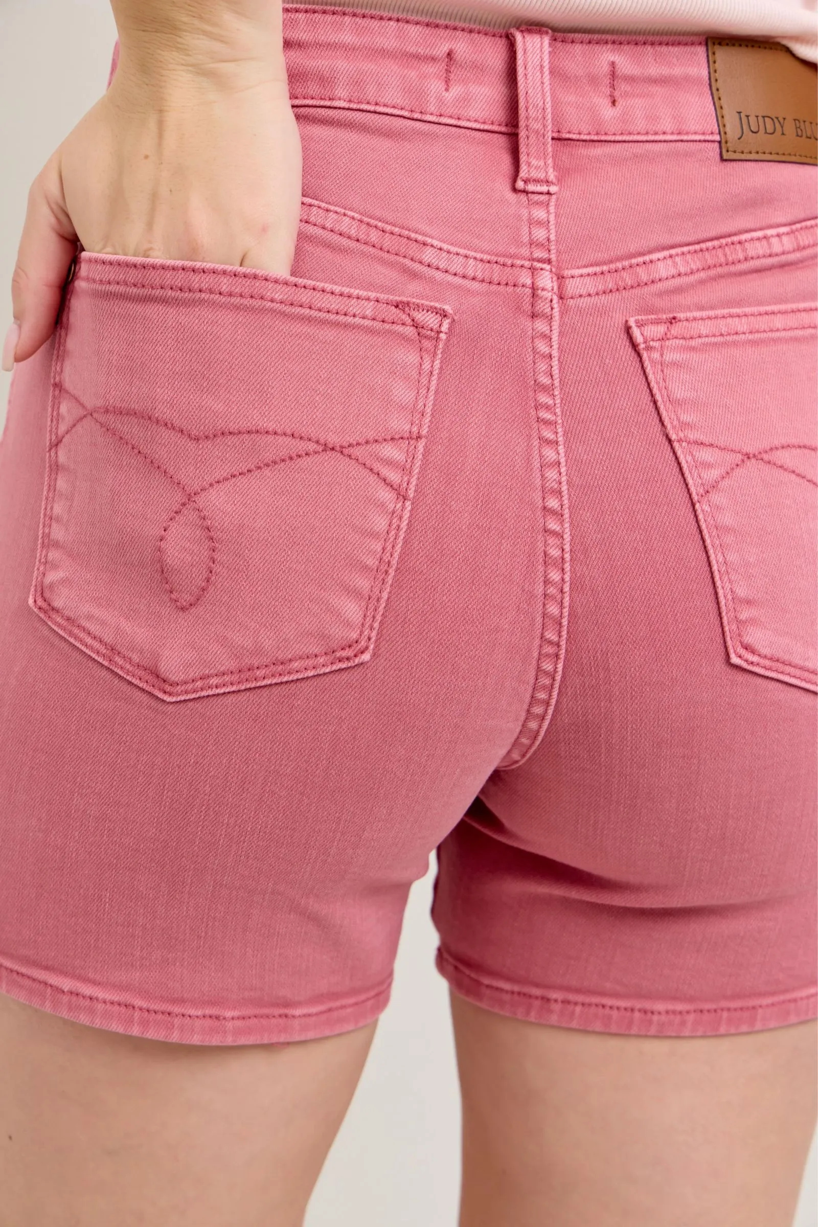 Judy Blue "Rose" Hight Waist Embroidered Back Pkt. Short