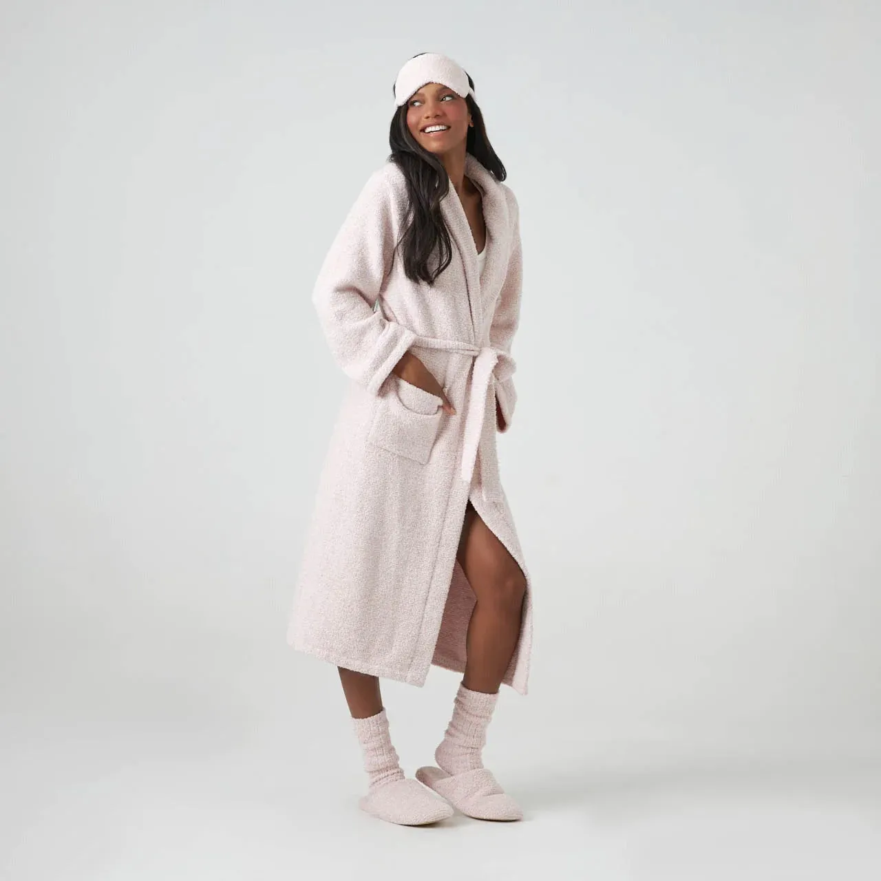 Kashwere Lounge Extra Large Blush & White Malibu Heathered Robe & Eye Mask Set ~ LAST CHANCE SALE ~ LIMITED QUANTITIES