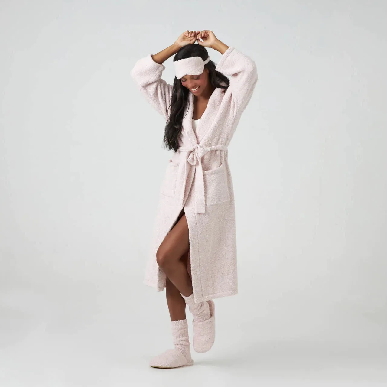 Kashwere Lounge Extra Large Blush & White Malibu Heathered Robe & Eye Mask Set ~ LAST CHANCE SALE ~ LIMITED QUANTITIES