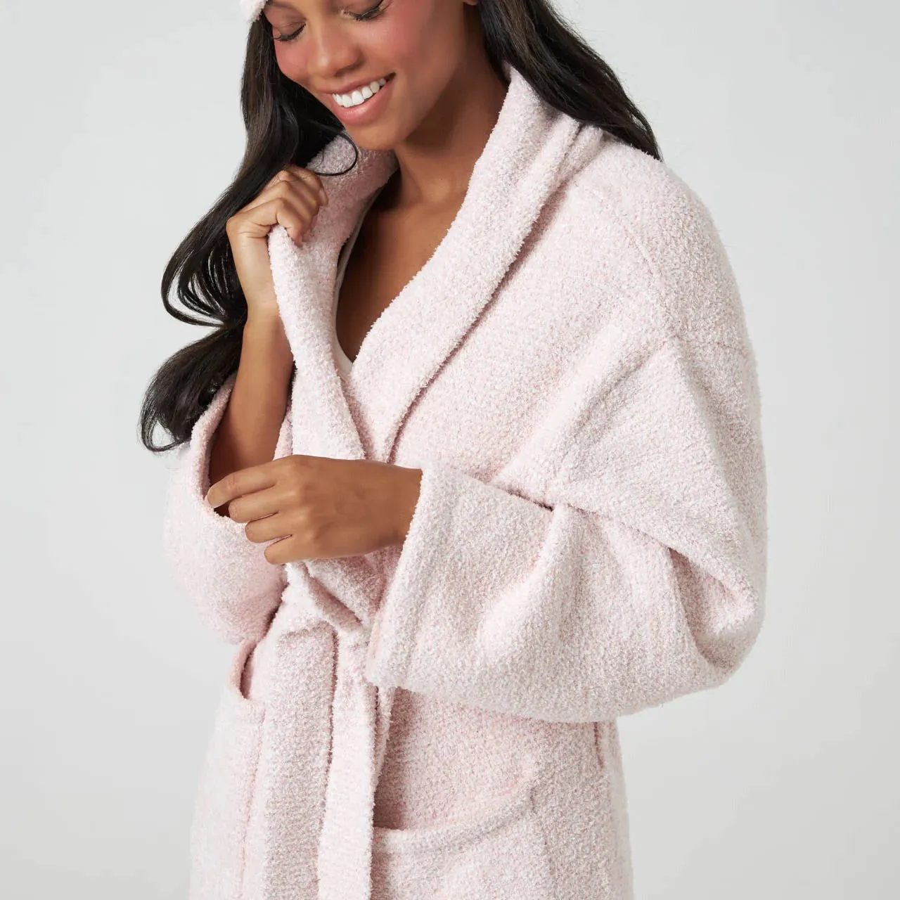 Kashwere Lounge Extra Large Blush & White Malibu Heathered Robe & Eye Mask Set ~ LAST CHANCE SALE ~ LIMITED QUANTITIES