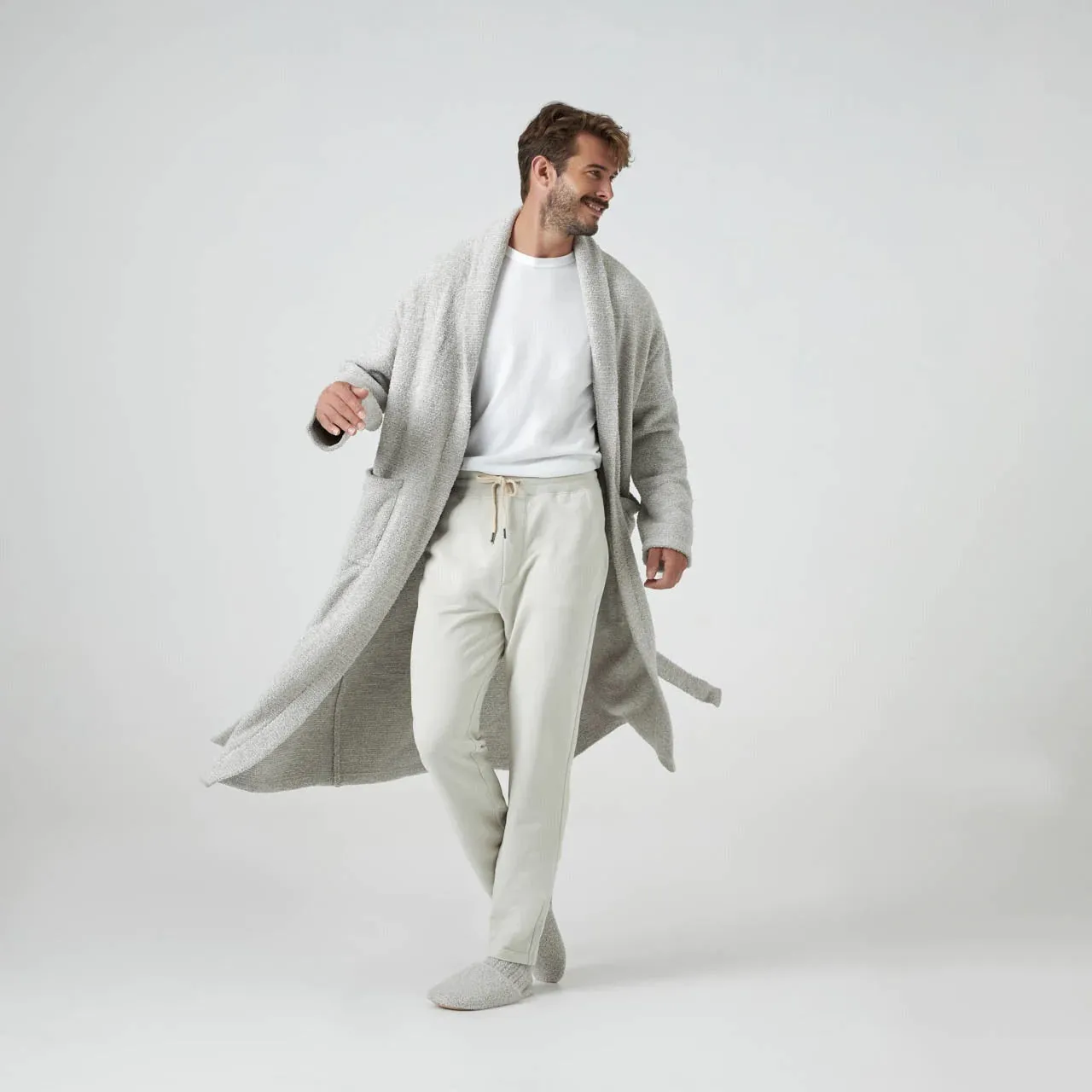Kashwere Lounge Large Oyster & Bone Malibu Heathered Robe & Eye Mask Set ~ LAST CHANCE SALE ~ LIMITED QUANTITIES