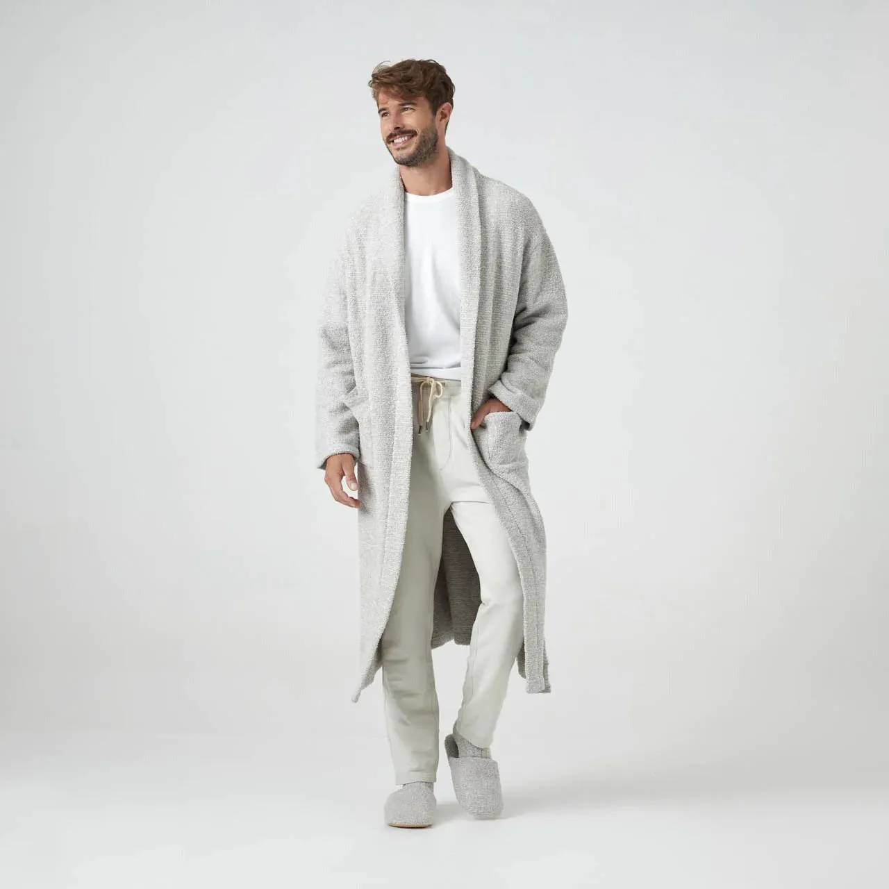Kashwere Lounge Large Oyster & Bone Malibu Heathered Robe & Eye Mask Set ~ LAST CHANCE SALE ~ LIMITED QUANTITIES