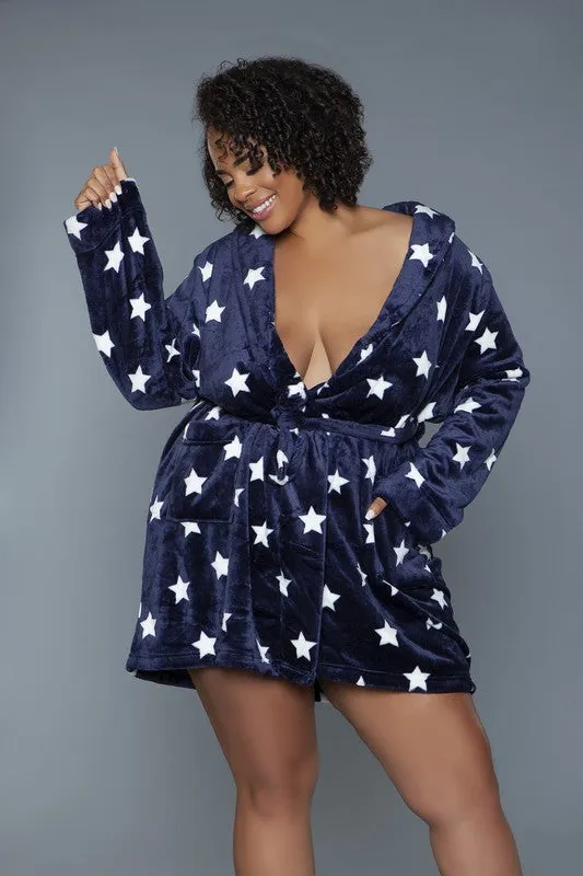 Kaylee Plush Star Robe – Ultra-Soft Tie-Waist Loungewear with Pockets
