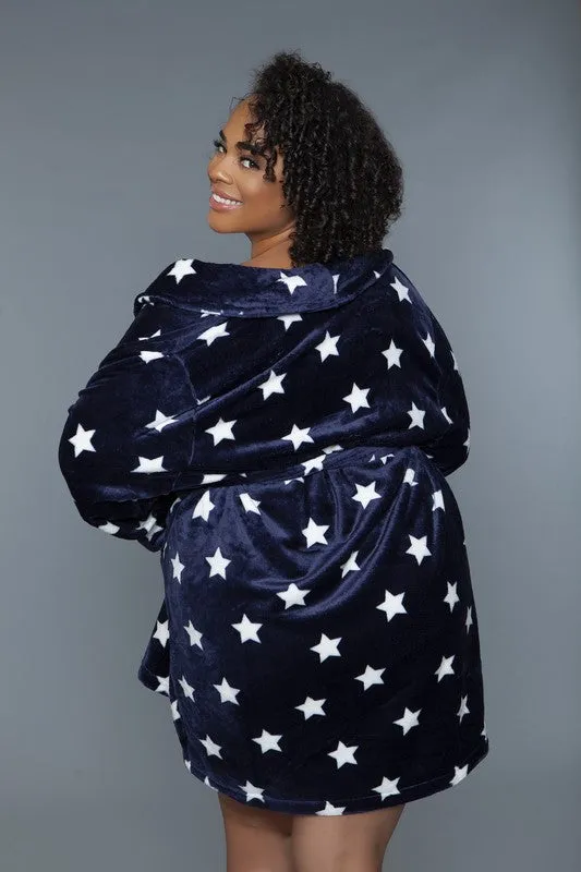 Kaylee Plush Star Robe – Ultra-Soft Tie-Waist Loungewear with Pockets