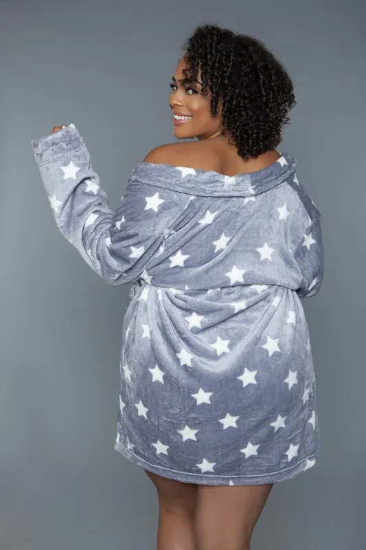 Kaylee Plush Star Robe – Ultra-Soft Tie-Waist Loungewear with Pockets