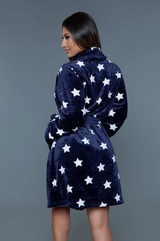 Kaylee Plush Star Robe – Ultra-Soft Tie-Waist Loungewear with Pockets
