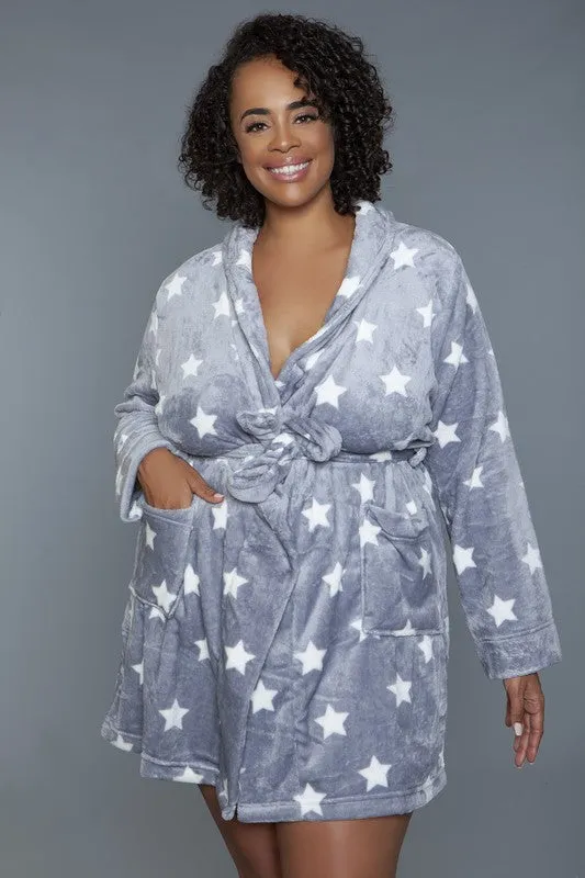 Kaylee Plush Star Robe – Ultra-Soft Tie-Waist Loungewear with Pockets