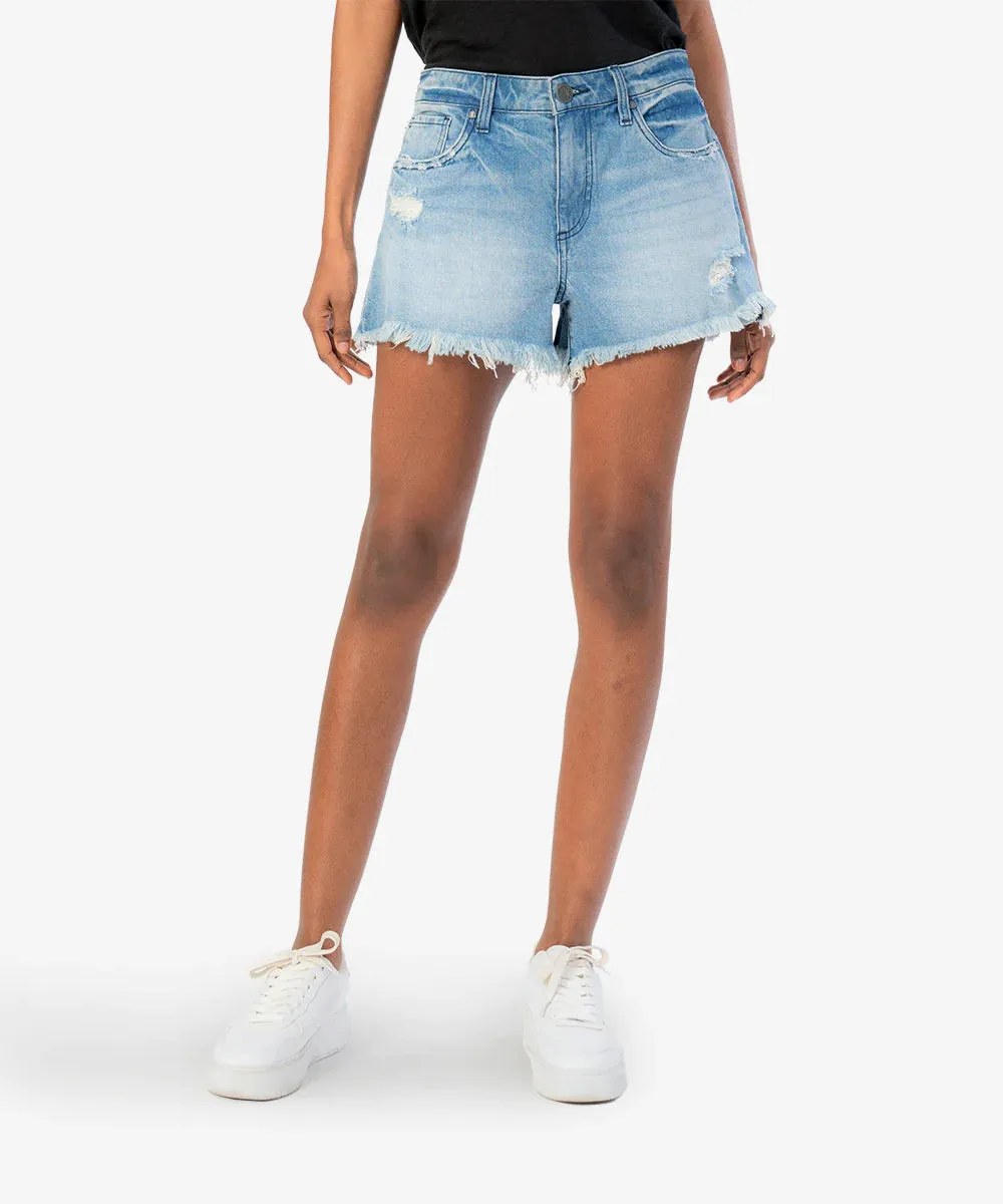 Kut From the Kloth Jane High Rise Long Shorts Interlace Medium Wash