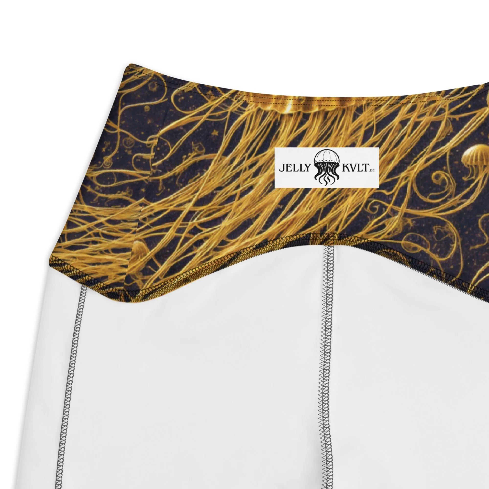 Leggings with Pockets Black and Gold Jellyfishes