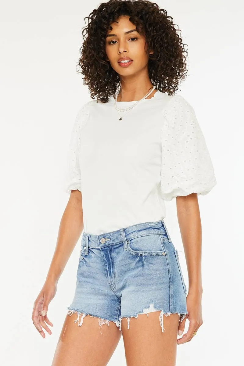Let's Go Mid Rise Boyfriend Fit Denim Shorts