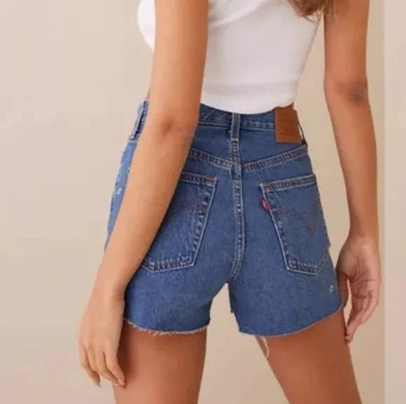 Levi's Ribcage Daisy Flower Embroidered Cutoff Jean Shorts