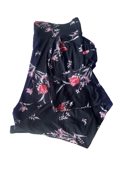 Life's Short Black Floral Slouch Pocket Leggings