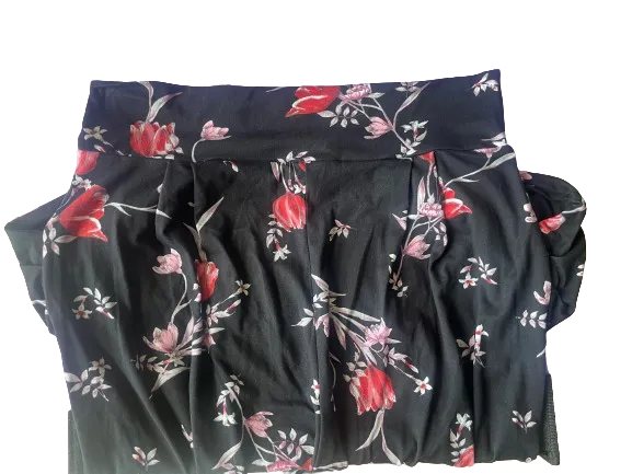 Life's Short Black Floral Slouch Pocket Leggings