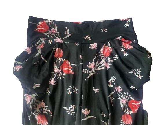 Life's Short Black Floral Slouch Pocket Leggings