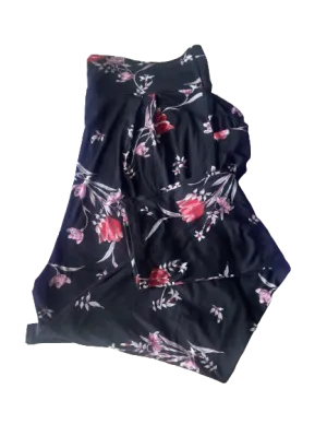 Life's Short Black Floral Slouch Pocket Leggings