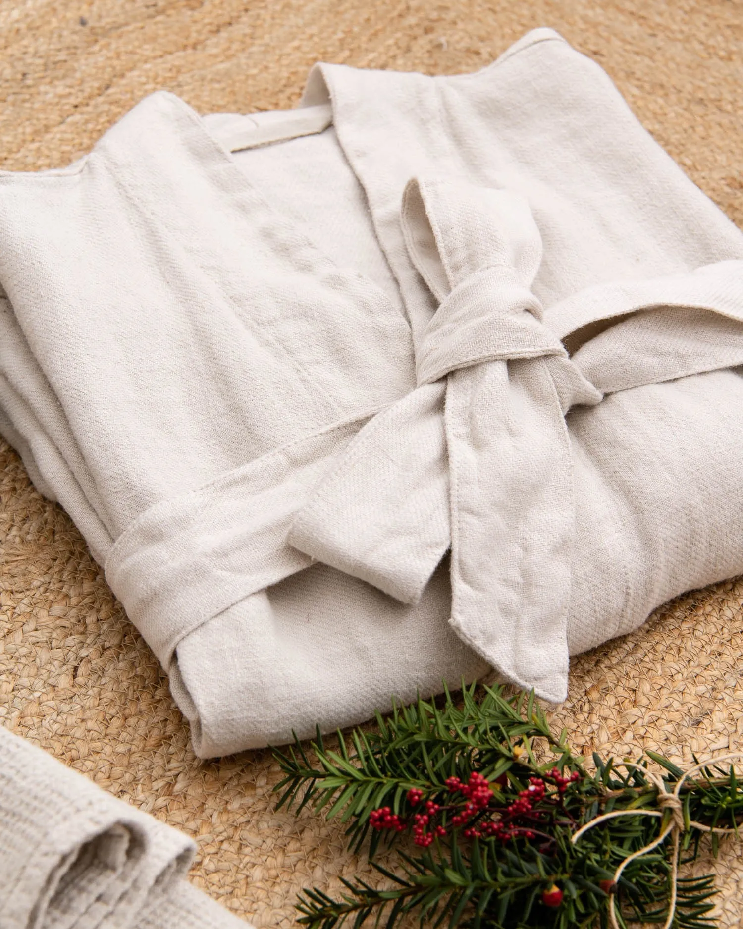 Linen Bathrobe in Beige