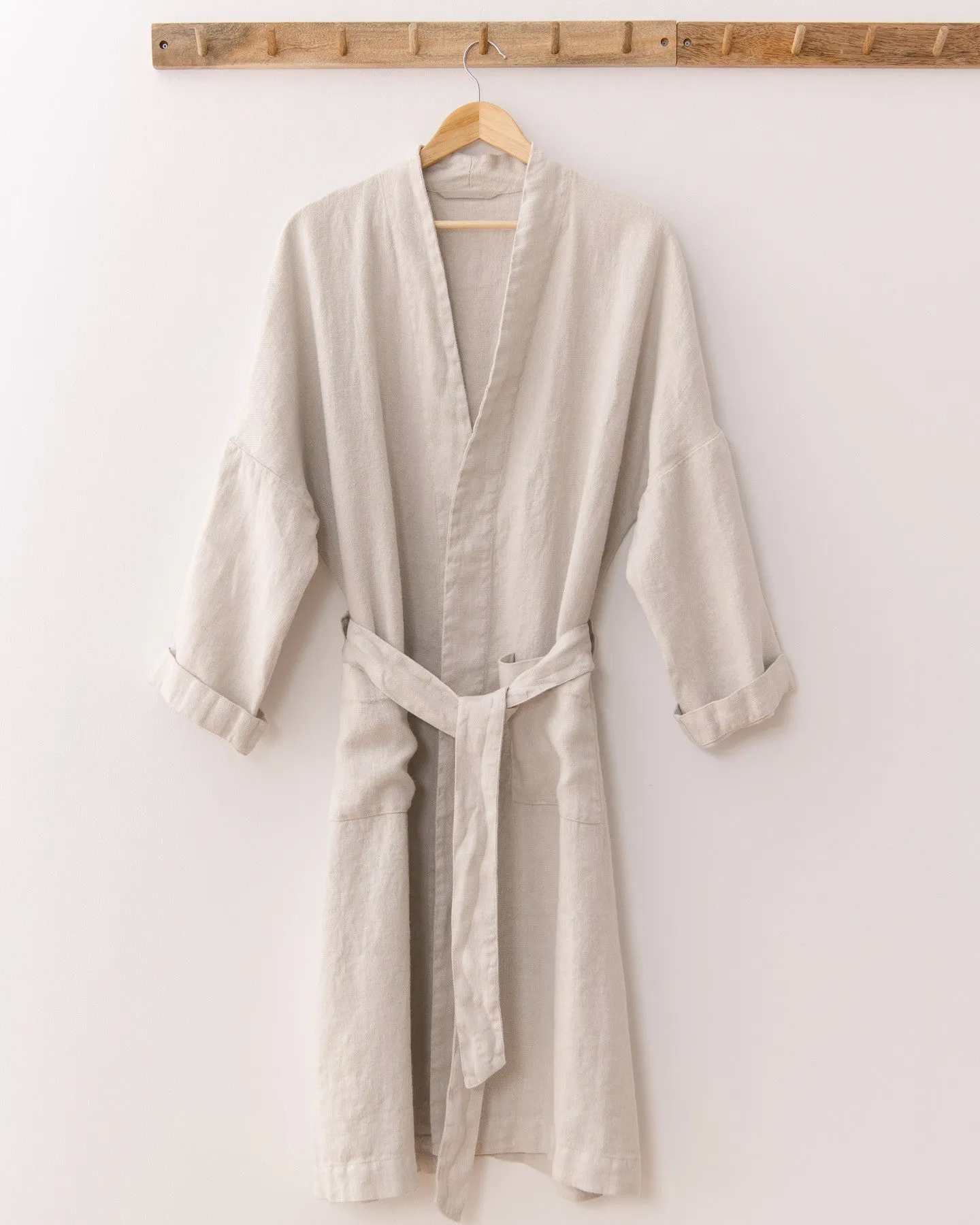 Linen Bathrobe in Beige