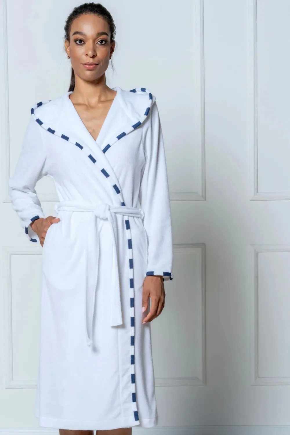 Long Hooded Terry-knit Robe