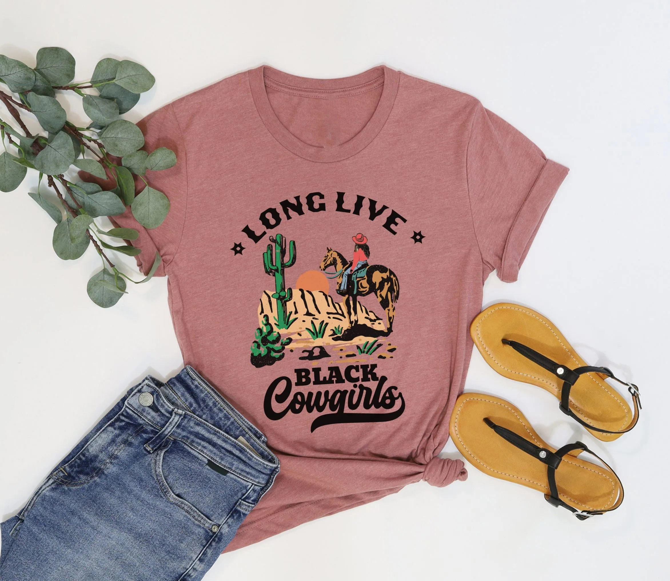 Long Live Black Cowgirl Crew Neck Short Sleeve Cotton T-shirt