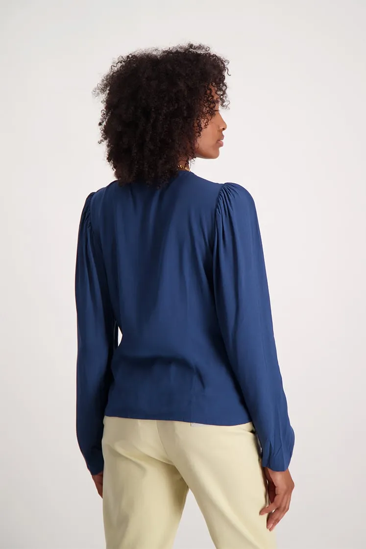 Long Sleeve Blouse - Navy