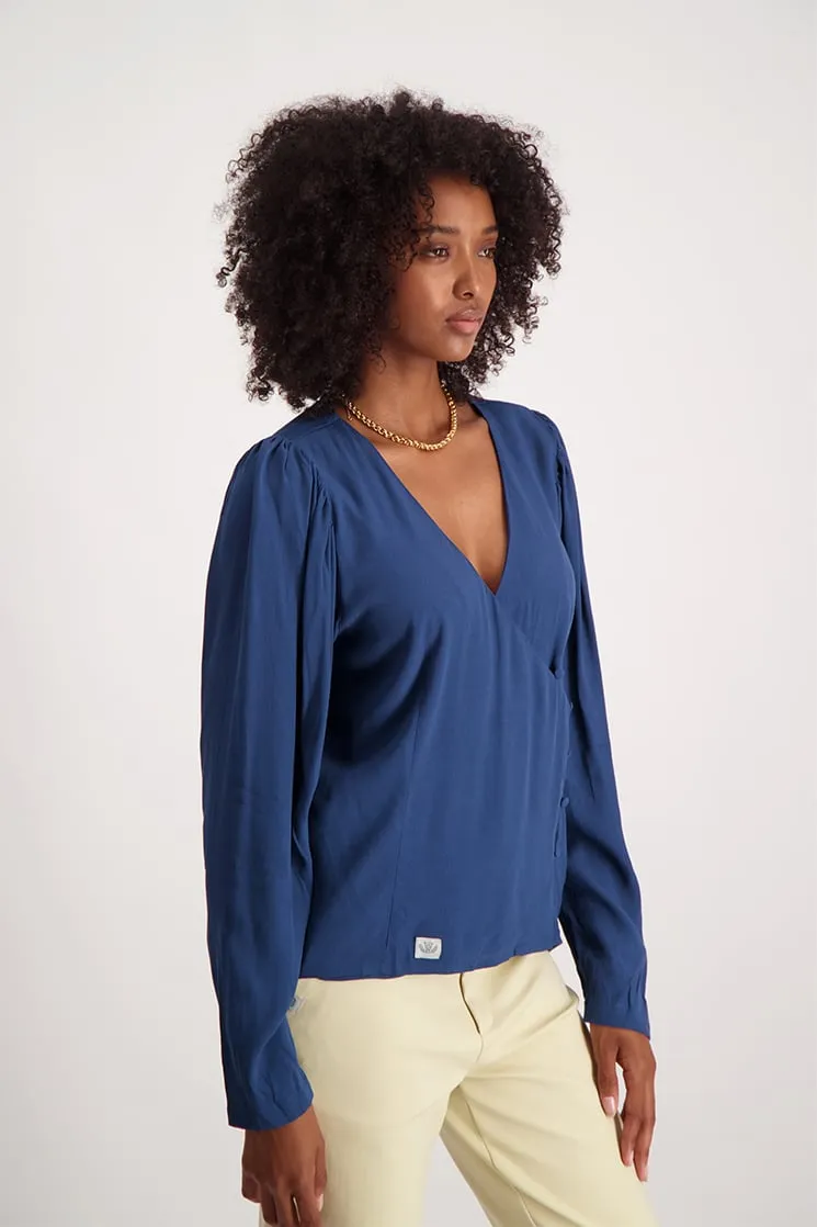 Long Sleeve Blouse - Navy