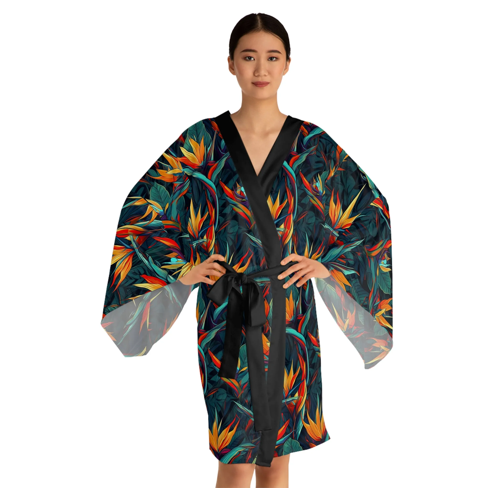 Long Sleeve Kimono Robe - Bird of Paradise