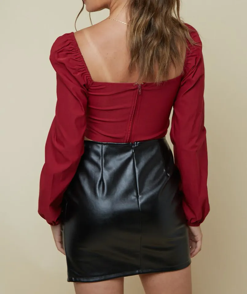 Long Sleeve Ruch Crop Top