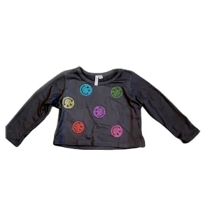 Long Sleeve Smiley Face Rhinestone Tee