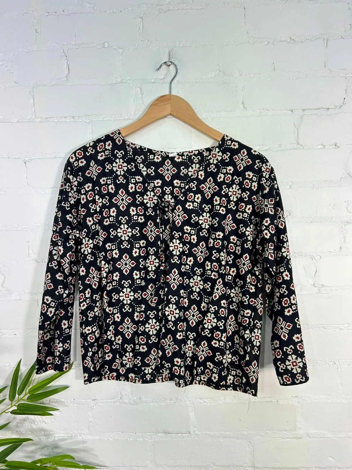 Long Sleeve Tie Top