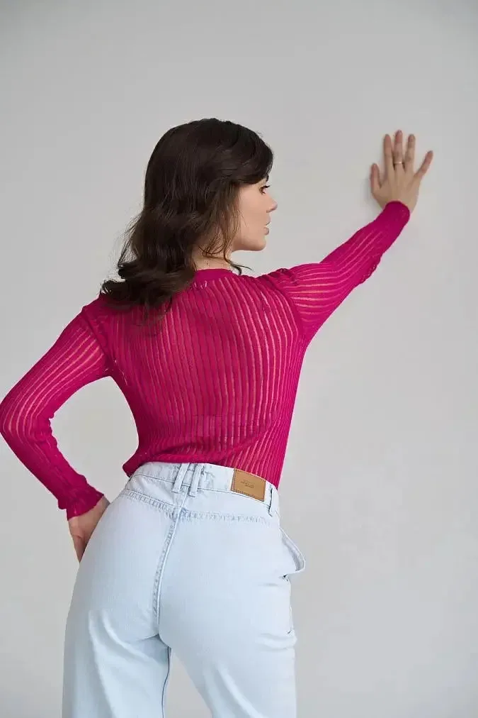 Long Sleeve triped See Through top