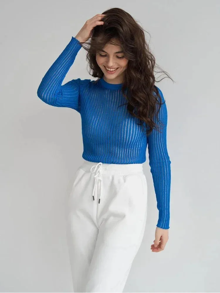 Long Sleeve triped See Through top