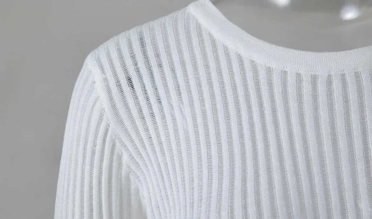Long Sleeve triped See Through top
