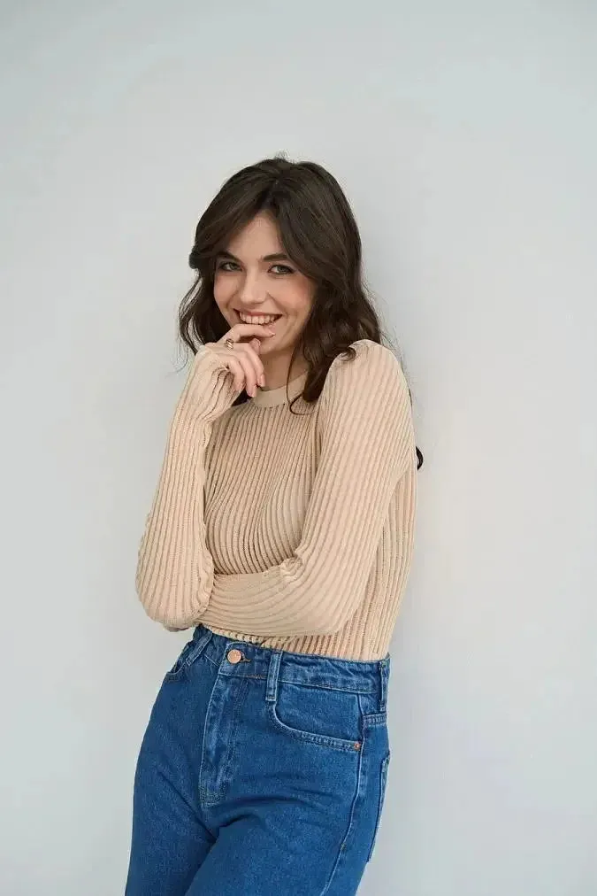 Long Sleeve triped See Through top