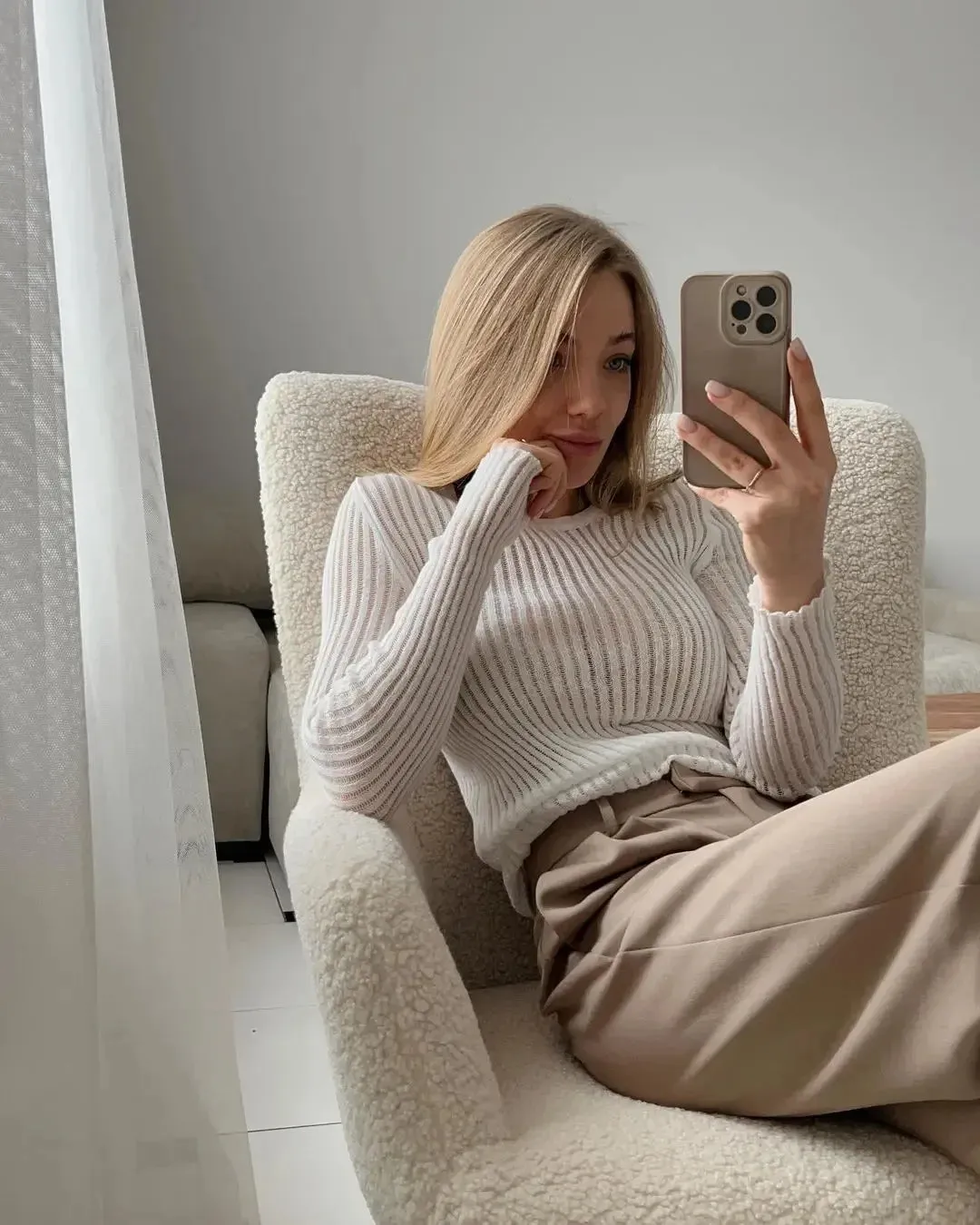 Long Sleeve triped See Through top
