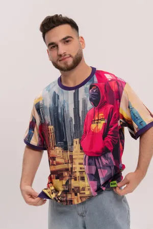 Loose-Fit Graphic Ringer Tee - Dubai Hip
