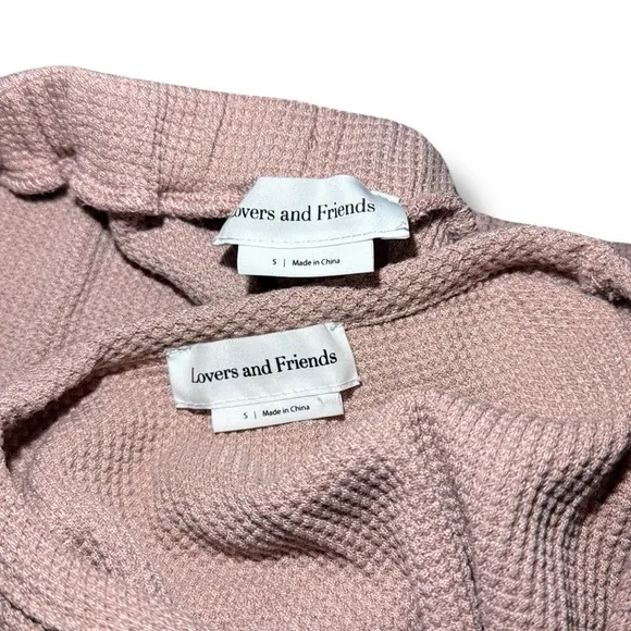 Lovers &amp; Friends Dusty Rose/ Pink Waffle Knit Lounge Set Size Small