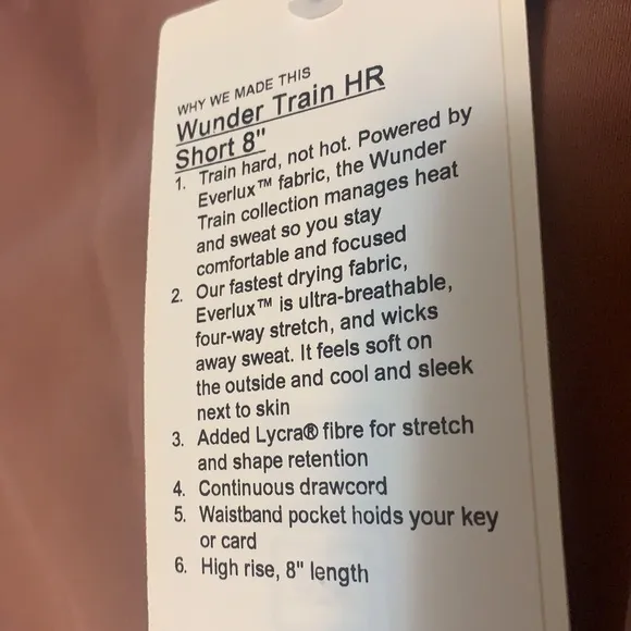 LULULEMON WUNDER TRAIN HIGH RISE YOGA SHORT 8” SIZE 4 NEW EVERLUX FABRIC