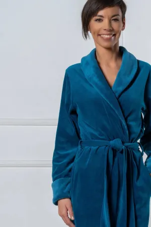 Luxurious Nicky Velour Long Shawl Collar Bathrobe