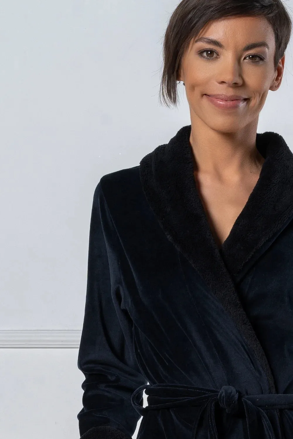 Luxurious Nicky Velour Long Shawl Collar Bathrobe