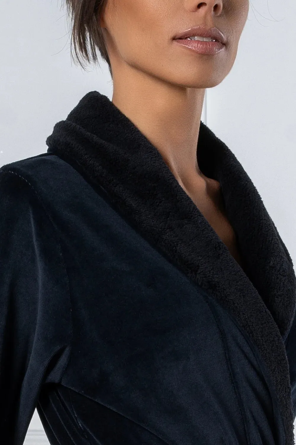 Luxurious Nicky Velour Long Shawl Collar Bathrobe