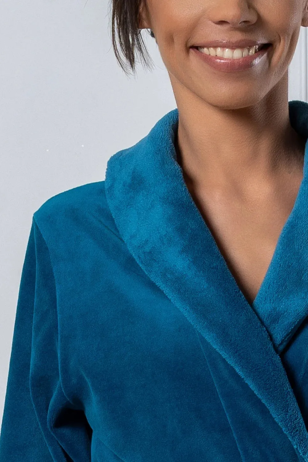 Luxurious Nicky Velour Long Shawl Collar Bathrobe