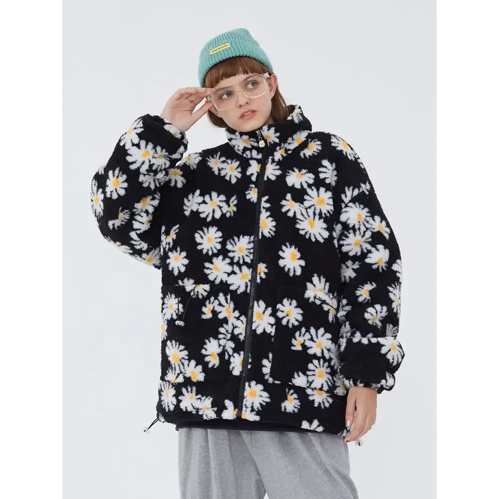 Marguerite Daisy Flower Y2K Jacket for Trendy Outerwear Style