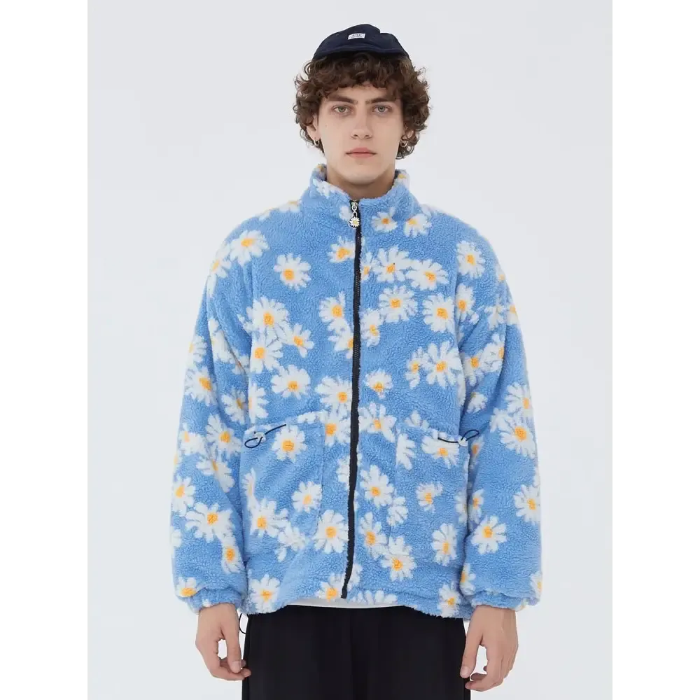 Marguerite Daisy Flower Y2K Jacket for Trendy Outerwear Style