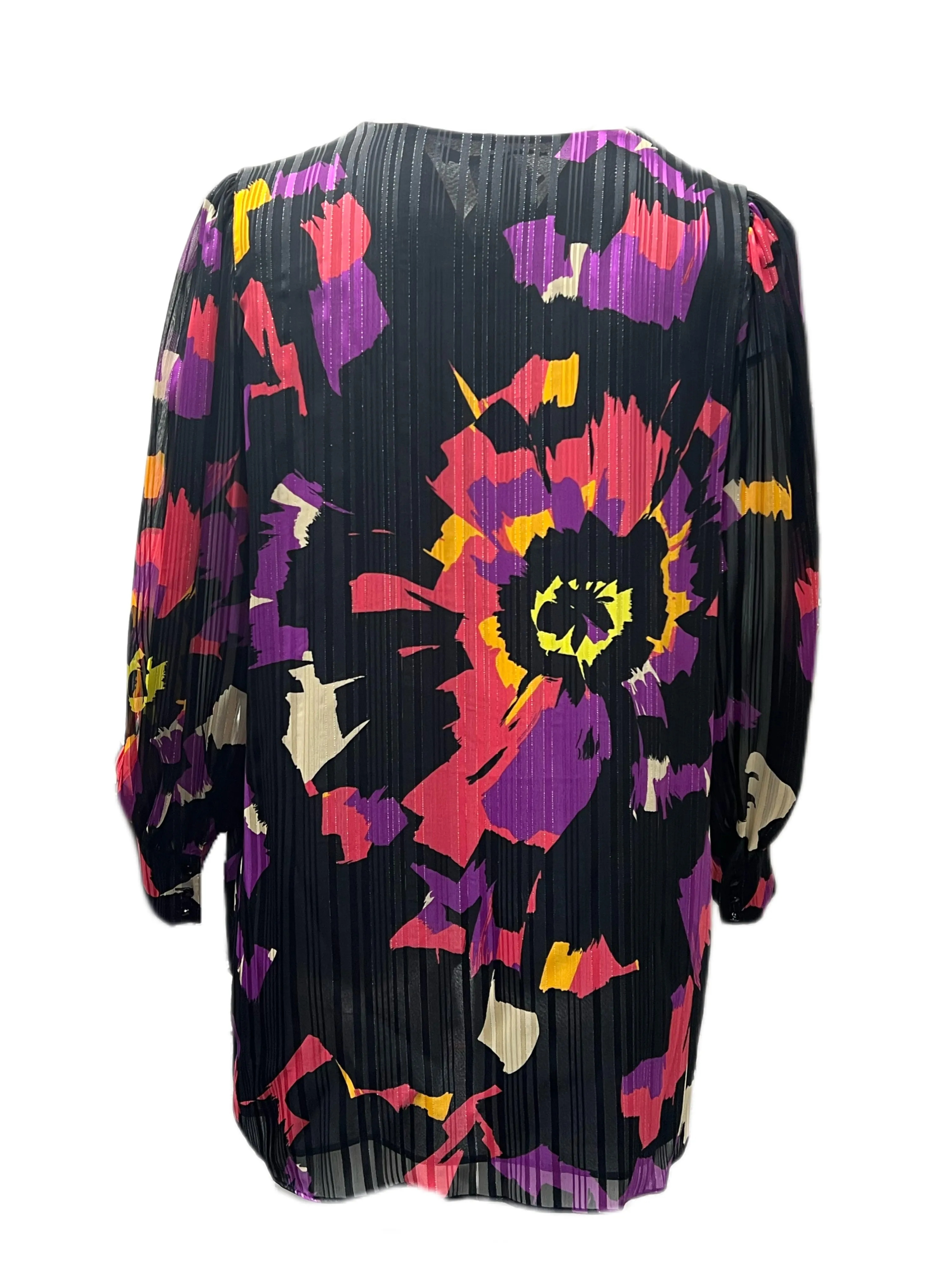 Marina Rinaldi Women's Nero Banner Long Sleeve Blouse NWT